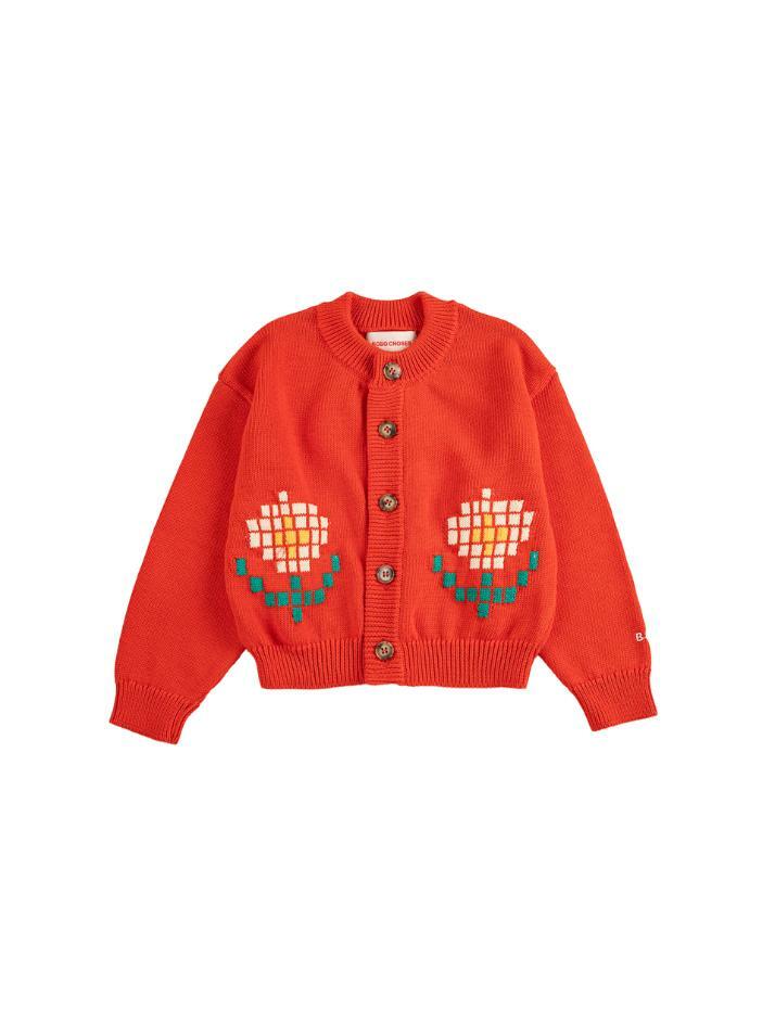 [보보쇼즈] 키즈 픽셀 데이지 가디건 레드 B126AC113 611
