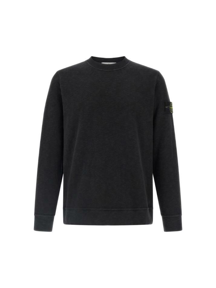 [스톤 아일랜드] 25FW 와펜 패치 브러쉬드 헤비 맨투맨 블랙 K2S15 6100053 S0238 V0029