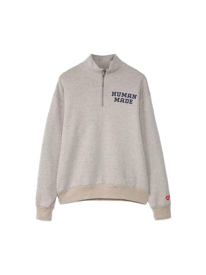 [휴먼메이드] 26SS 로고 프린트 하프 집업 맨투맨 그레이 HM30CS010 GREY