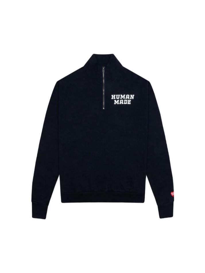 [휴먼메이드] 26SS 로고 프린트 하프 집업 맨투맨 네이비 HM30CS010 NAVY