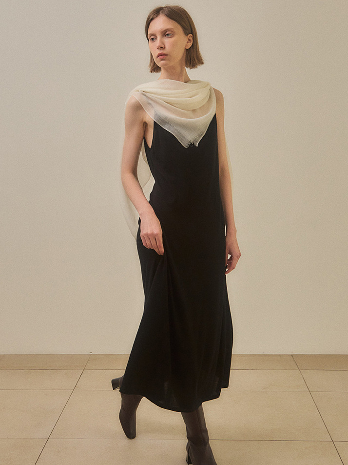 merino wool 90% cashmere 10% | set-up sleeveless dress - Black