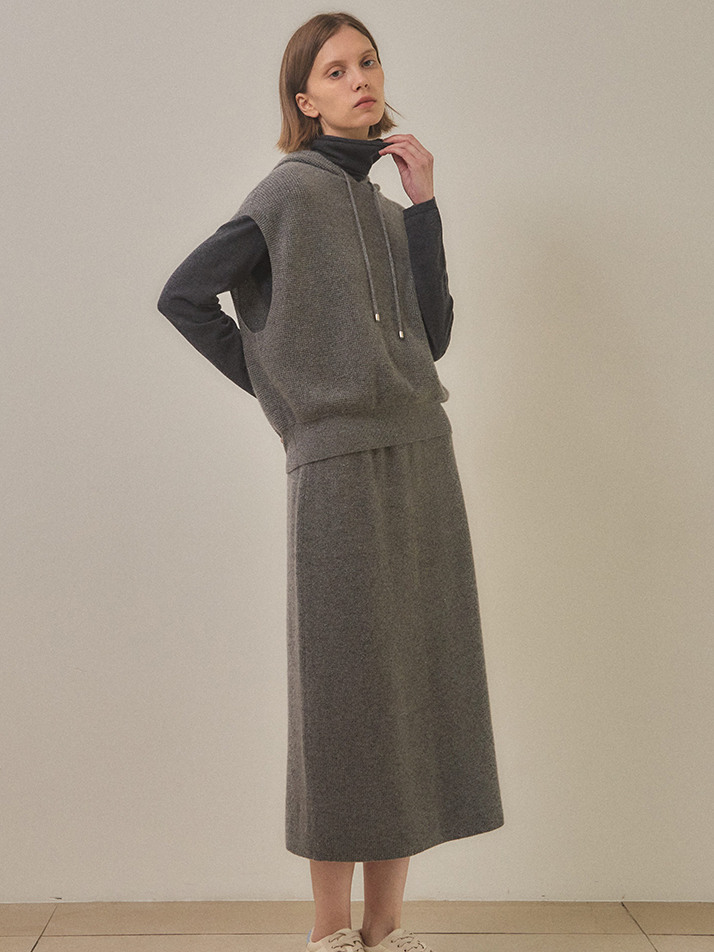 cashmere 100% | lame set-up knit skirt - Gray