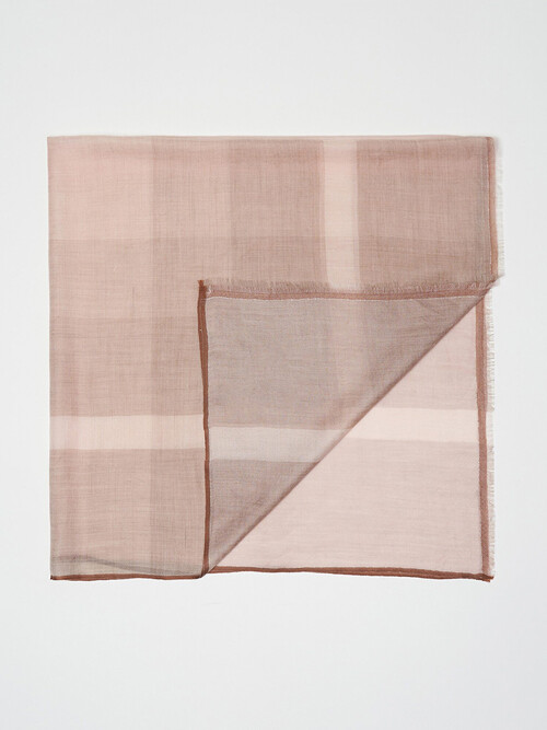 cashmere 100%  |  lanugo windowpane scarf - Brown