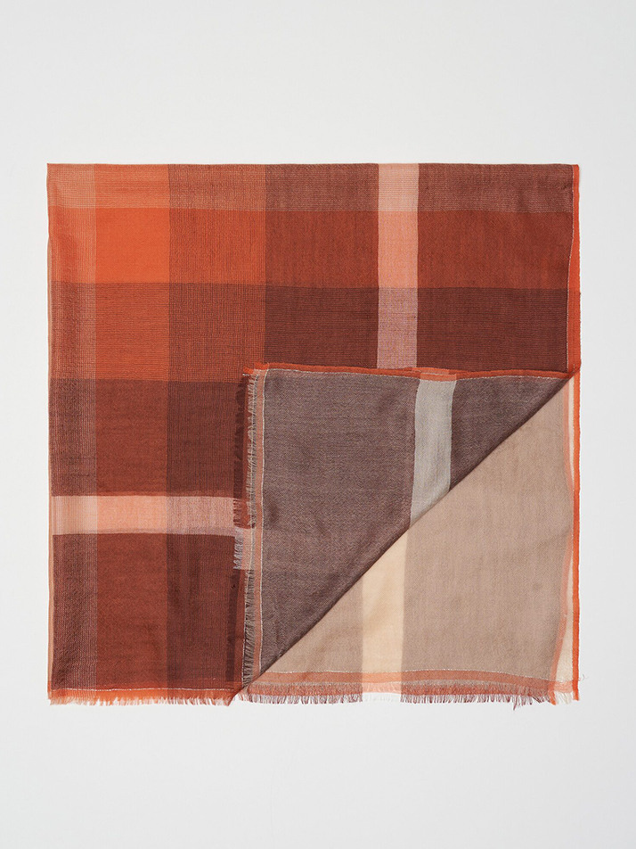 cashmere 100%  |  lanugo windowpane scarf - Burgundy