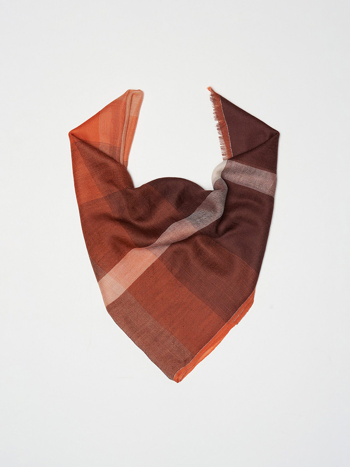 cashmere 100%  |  lanugo windowpane scarf - Burgundy