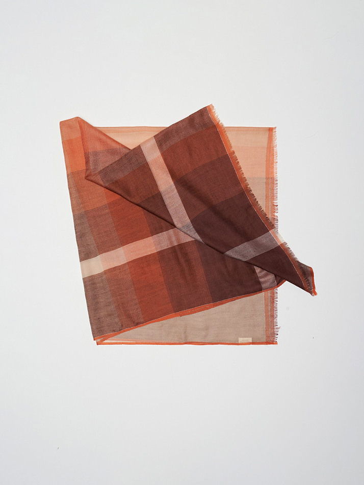 cashmere 100%  |  lanugo windowpane scarf - Burgundy