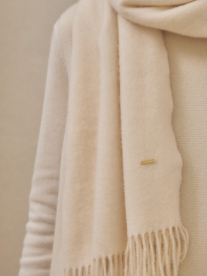 cashmere 100% | constans mufler over size - White