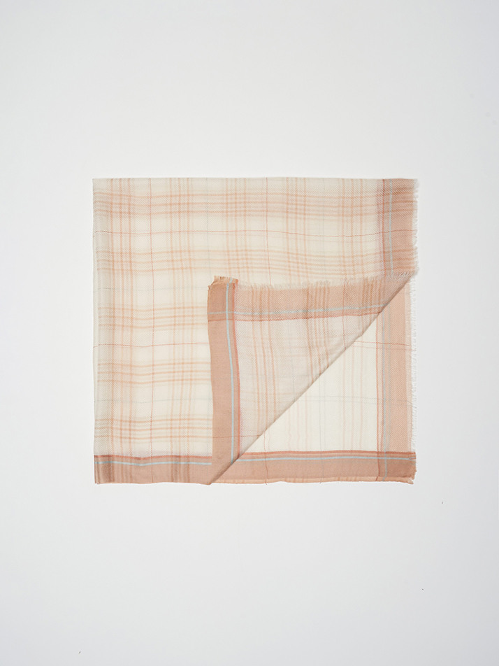 cashmere 100%  |  lanugo tartan scarf - Beige