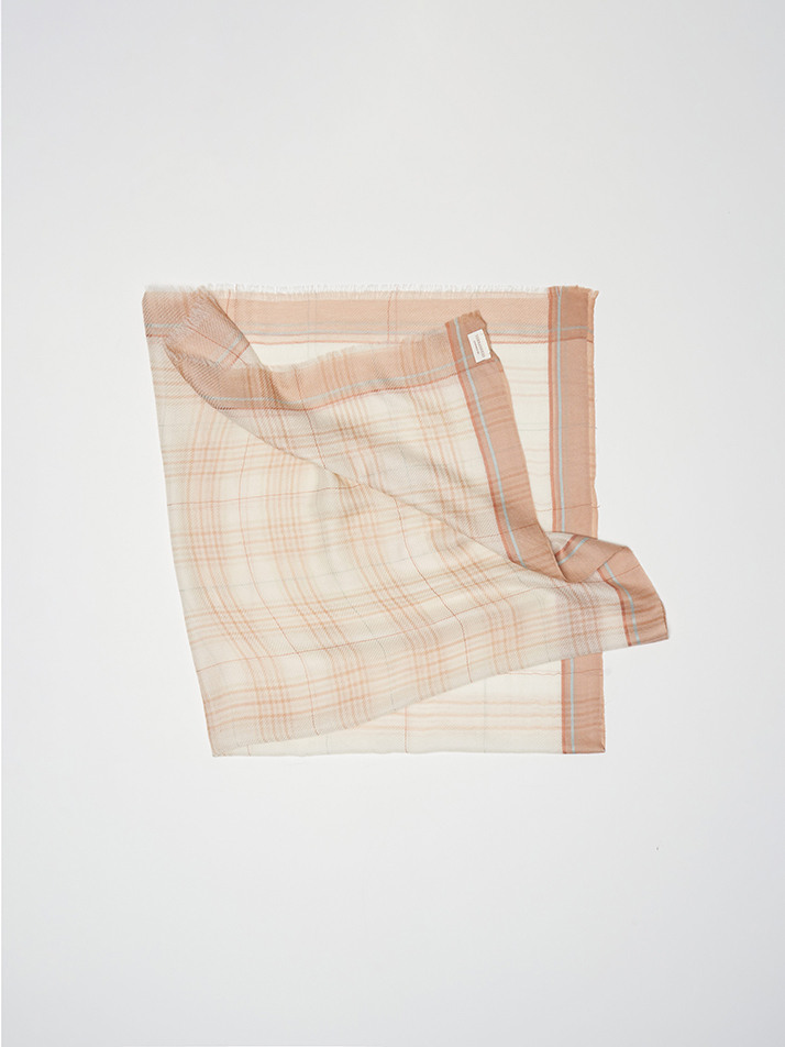 cashmere 100%  |  lanugo tartan scarf - Beige