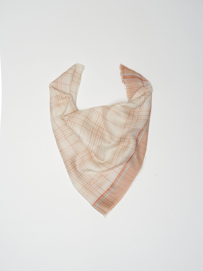 cashmere 100%  |  lanugo tartan scarf - Beige