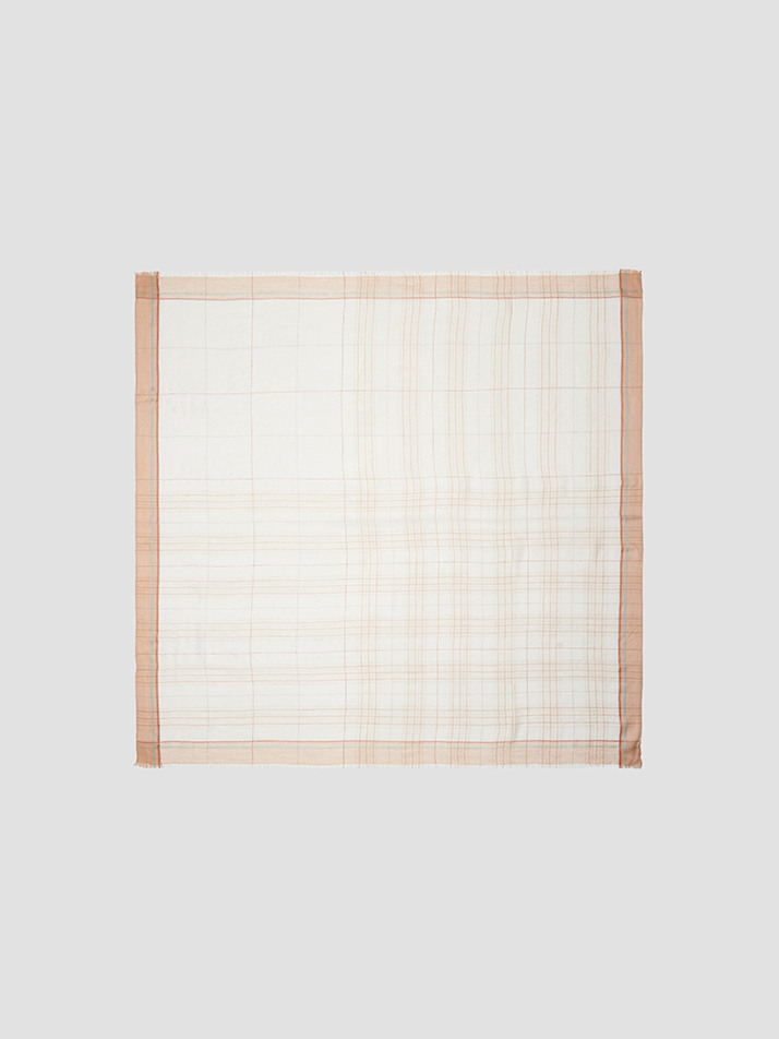 cashmere 100%  |  lanugo tartan scarf - Beige