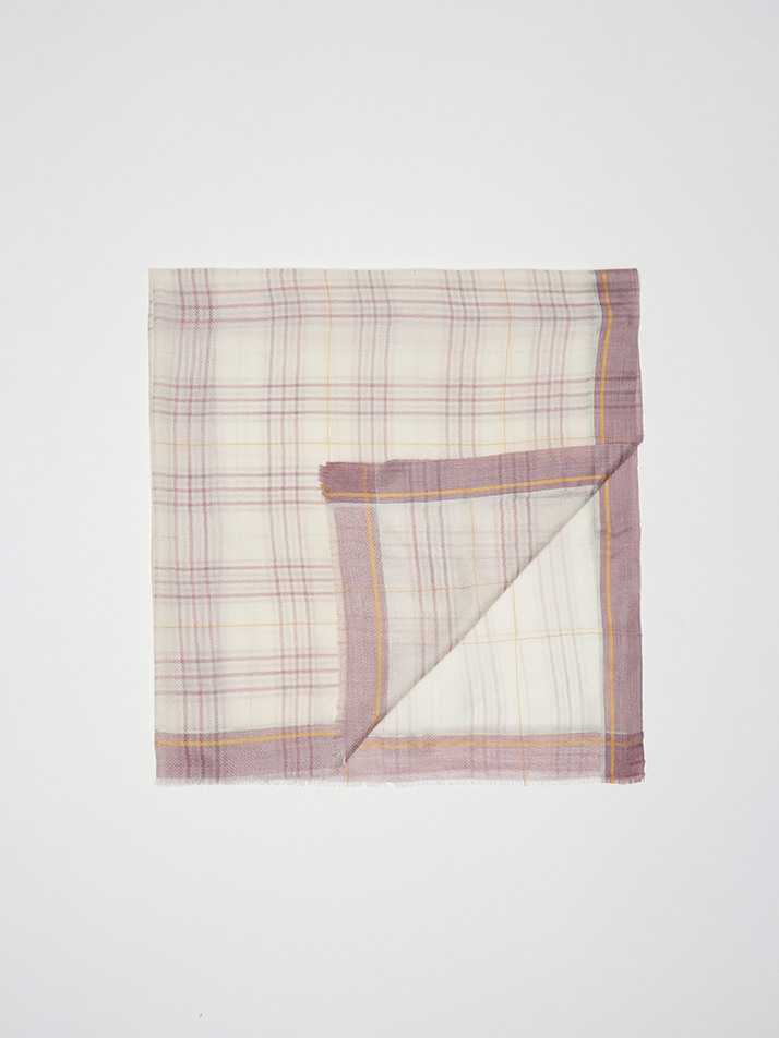 cashmere 100%  |  lanugo tartan scarf - Purple