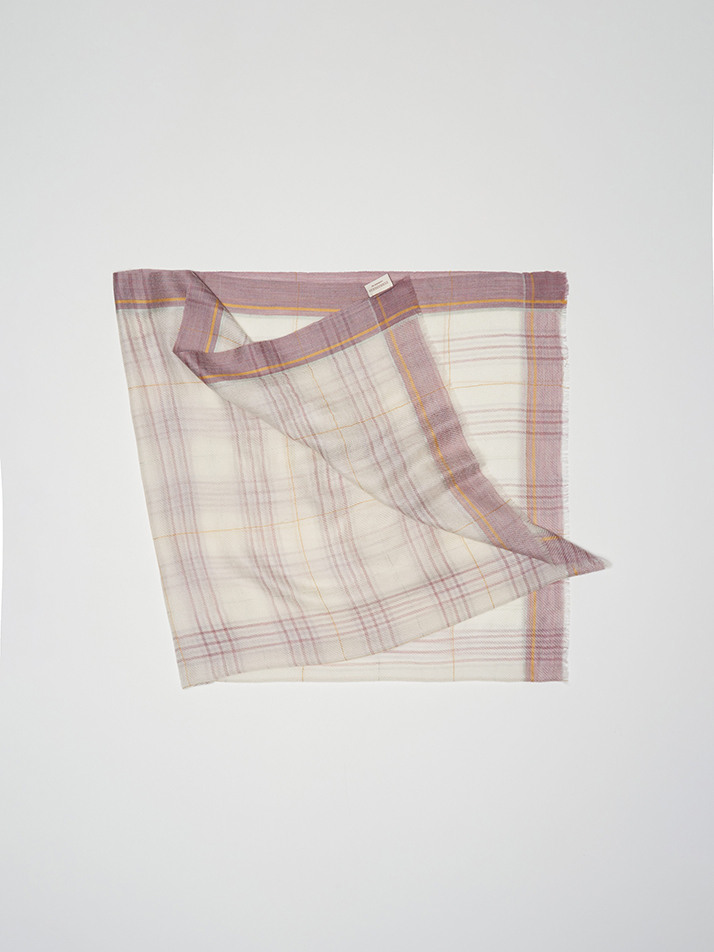 cashmere 100%  |  lanugo tartan scarf - Purple