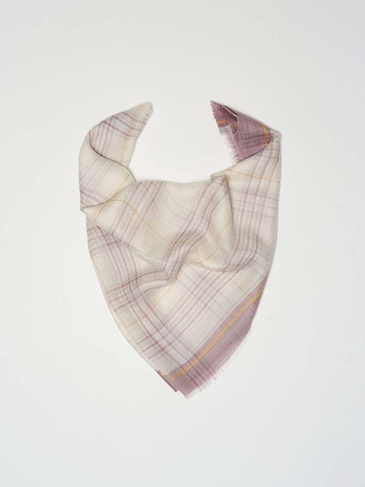 cashmere 100%  |  lanugo tartan scarf - Purple