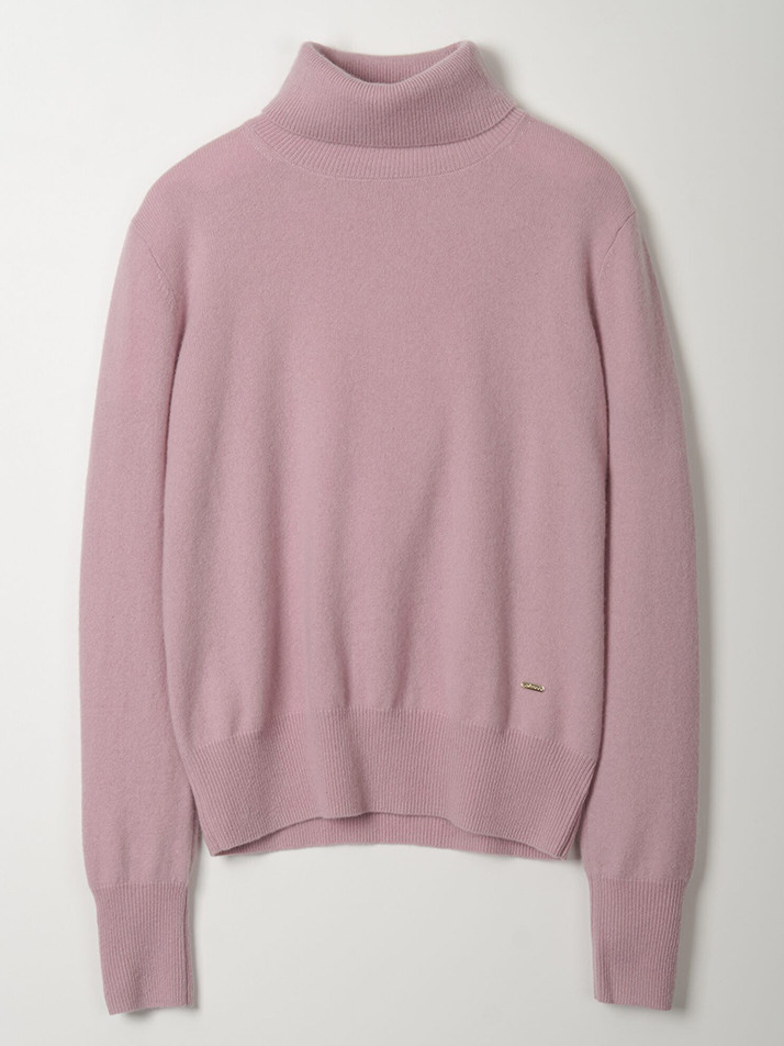 cashmere 100% | classic high-neck knit top - Pink