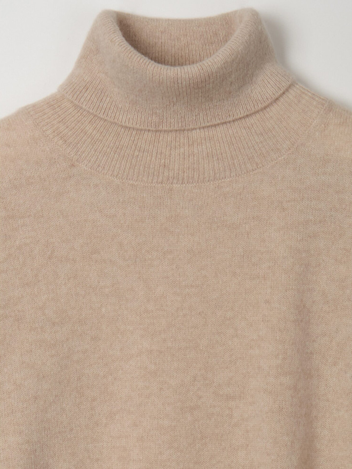 cashmere 100% | classic high-neck knit top - Oat