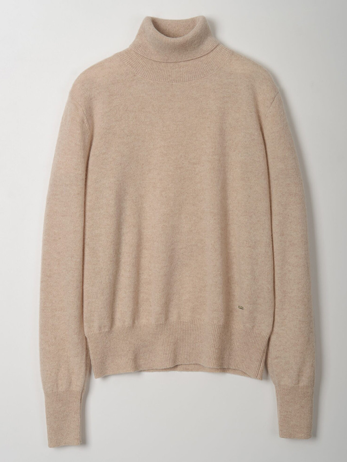 cashmere 100% | classic high-neck knit top - Oat