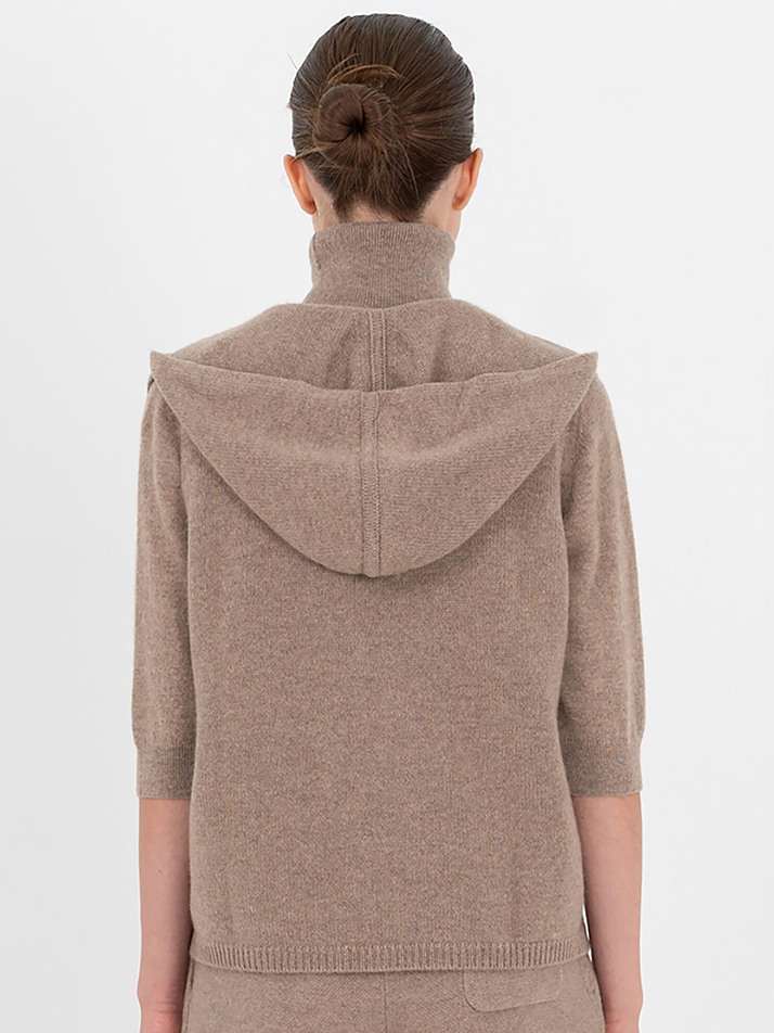 cashmere 100% | hooded vest - Brown