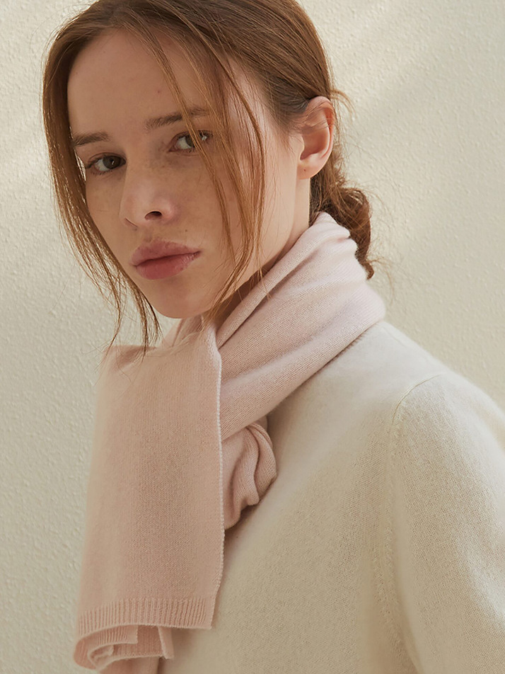 cashmere 100% | origin knit muffler - Baby Pink