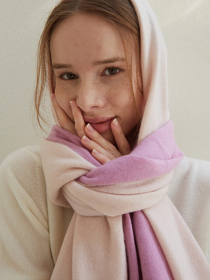 cashmere 100% | origin knit muffler - Baby Pink