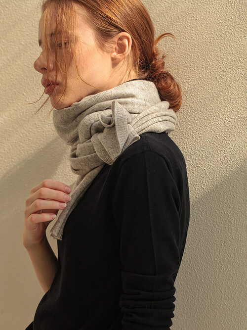 cashmere 100% | origin knit muffler - Gray