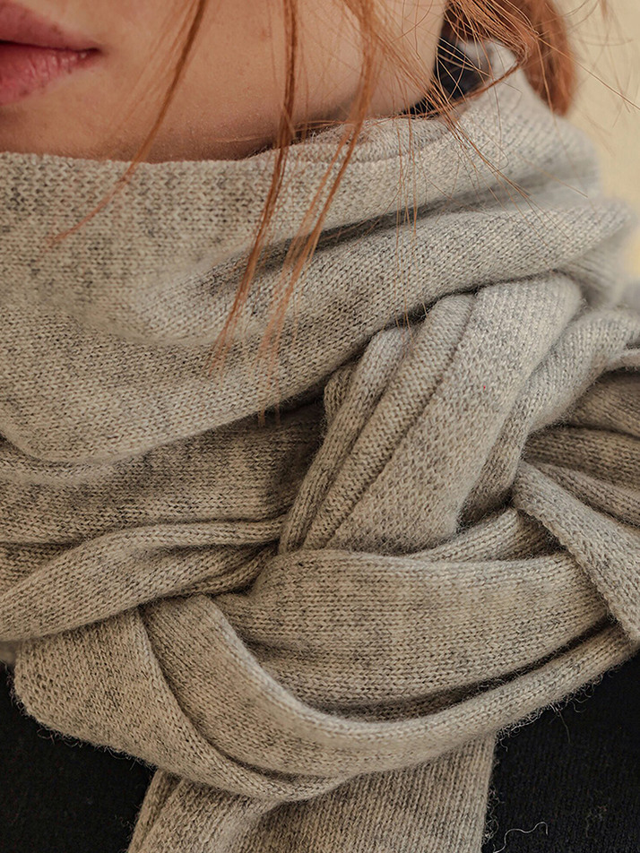 cashmere 100% | origin knit muffler - Gray