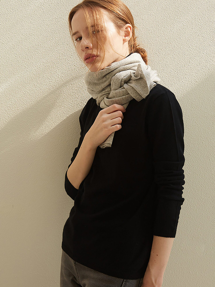 cashmere 100% | origin knit muffler - Gray