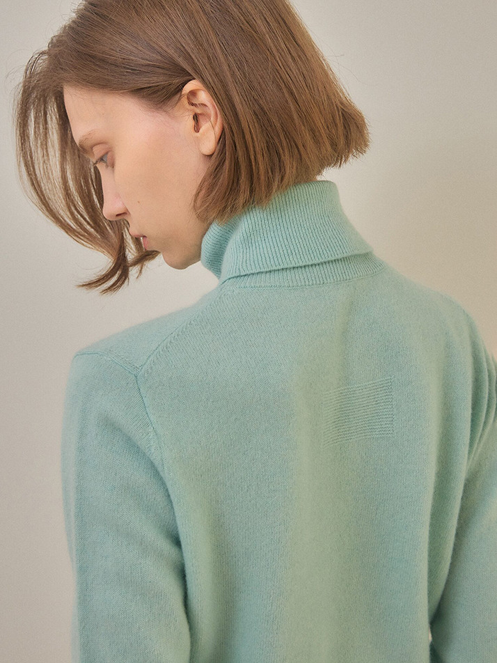 cashmere 100% | classic high-neck knit top - Mint