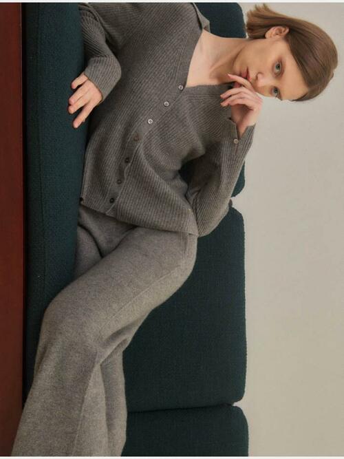 cashmere 100% | classic knit pants - Gray