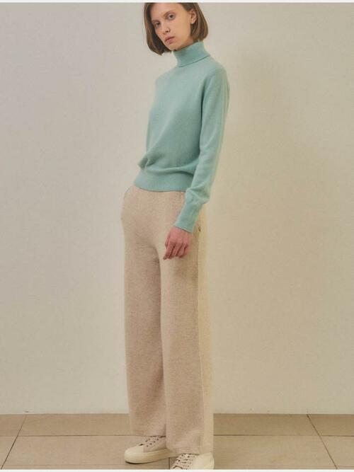 cashmere 100% | classic knit pants - Oat