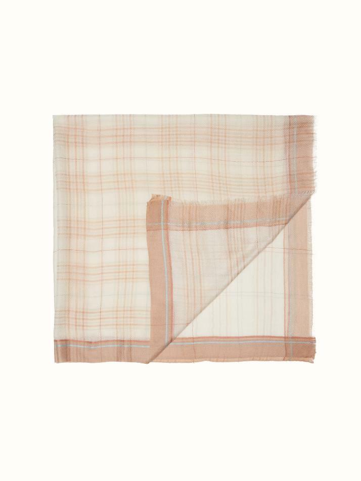 cashmere 100%  |  lanugo tartan scarf - Beige