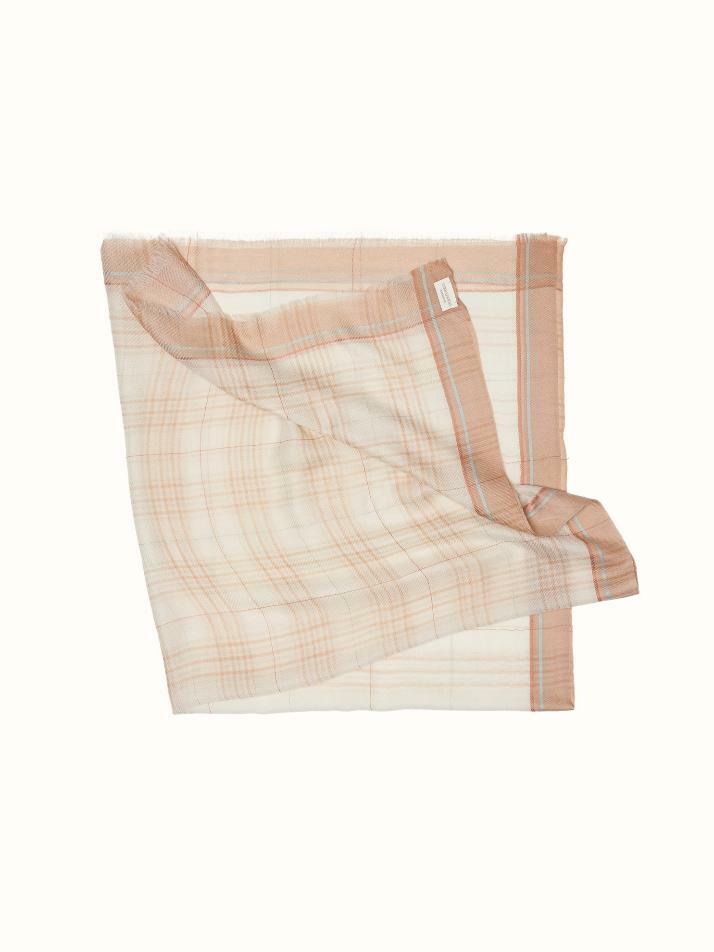 cashmere 100%  |  lanugo tartan scarf - Beige