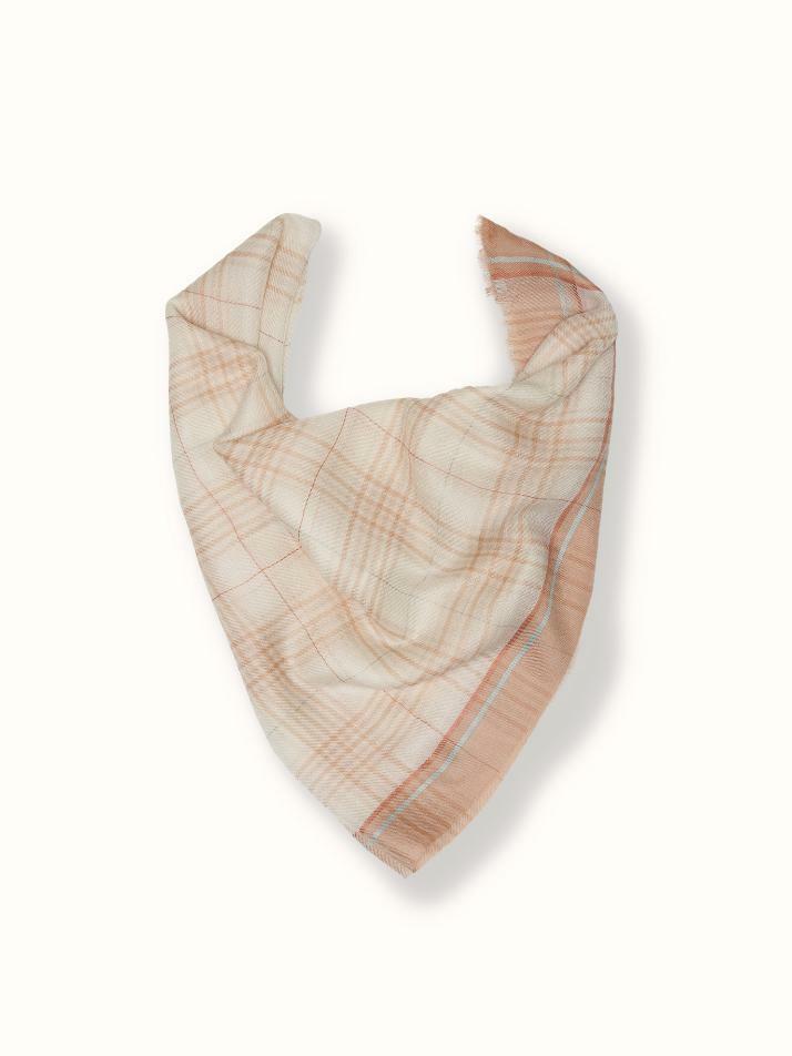 cashmere 100%  |  lanugo tartan scarf - Beige