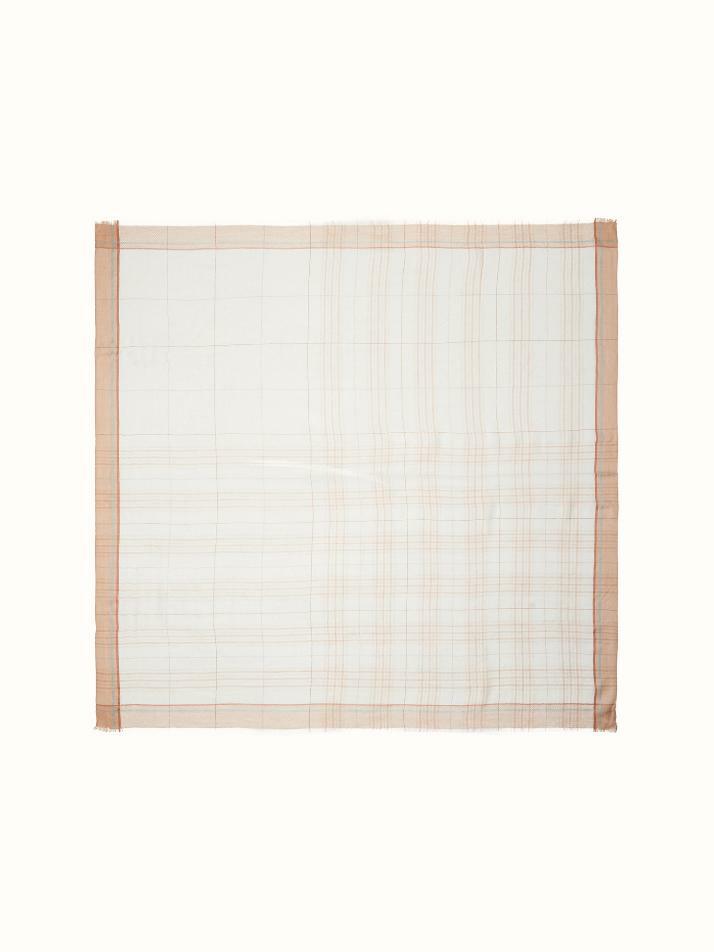 cashmere 100%  |  lanugo tartan scarf - Beige