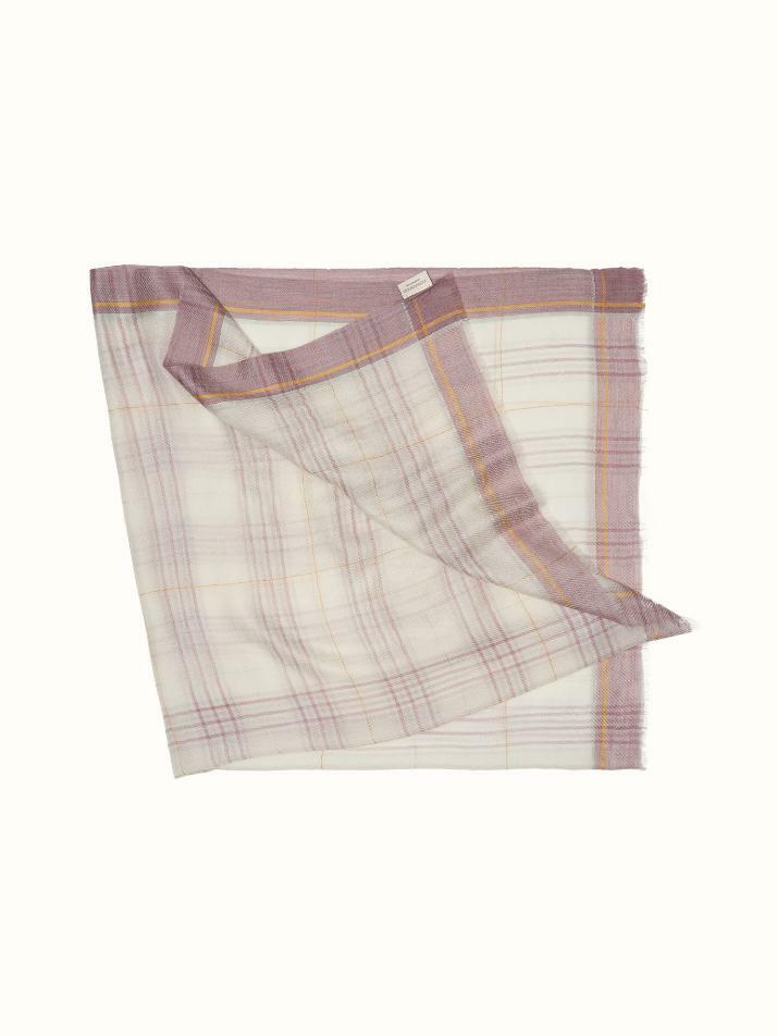 cashmere 100%  |  lanugo tartan scarf - Purple