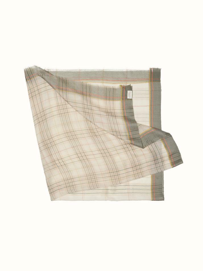 cashmere 100%  |  lanugo tartan scarf - Khaki