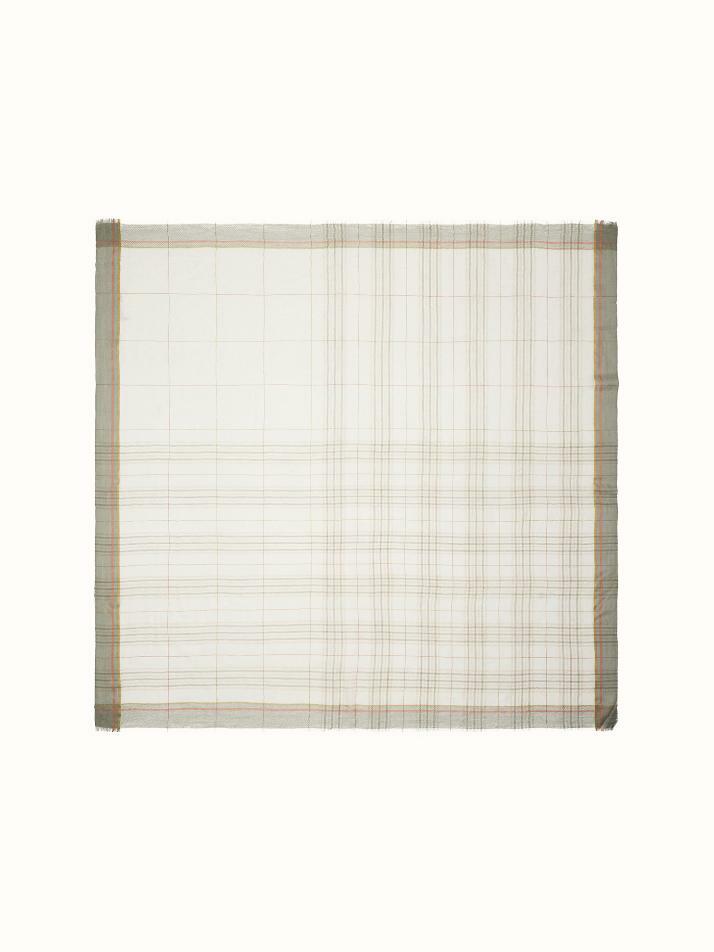 cashmere 100%  |  lanugo tartan scarf - Khaki