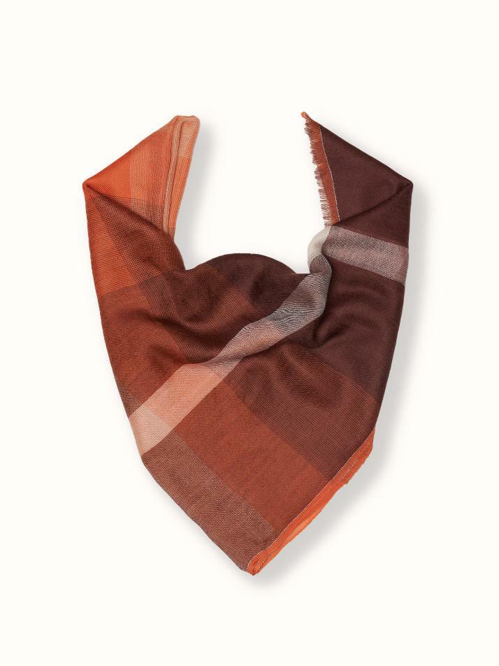 cashmere 100%  |  lanugo windowpane scarf - Burgundy