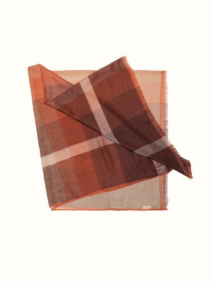 cashmere 100%  |  lanugo windowpane scarf - Burgundy
