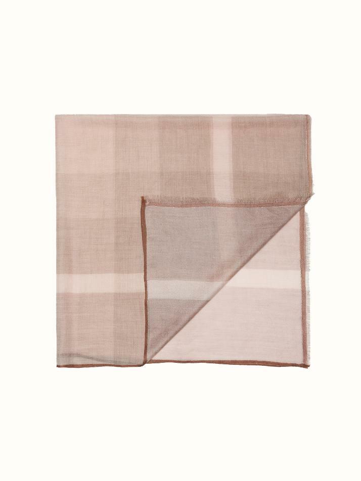 cashmere 100%  |  lanugo windowpane scarf - Brown