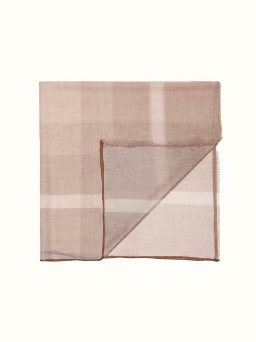 cashmere 100%  |  lanugo windowpane scarf - Brown