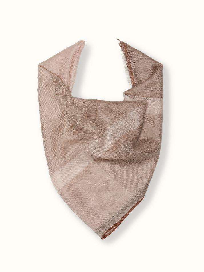 cashmere 100%  |  lanugo windowpane scarf - Brown