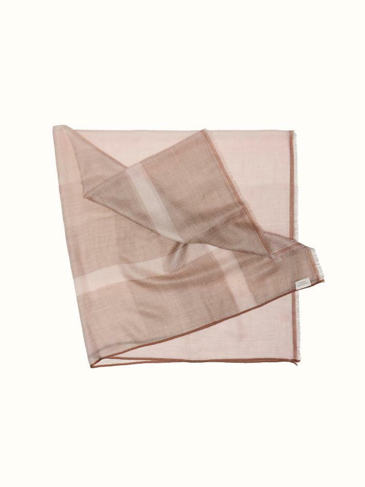 cashmere 100%  |  lanugo windowpane scarf - Brown