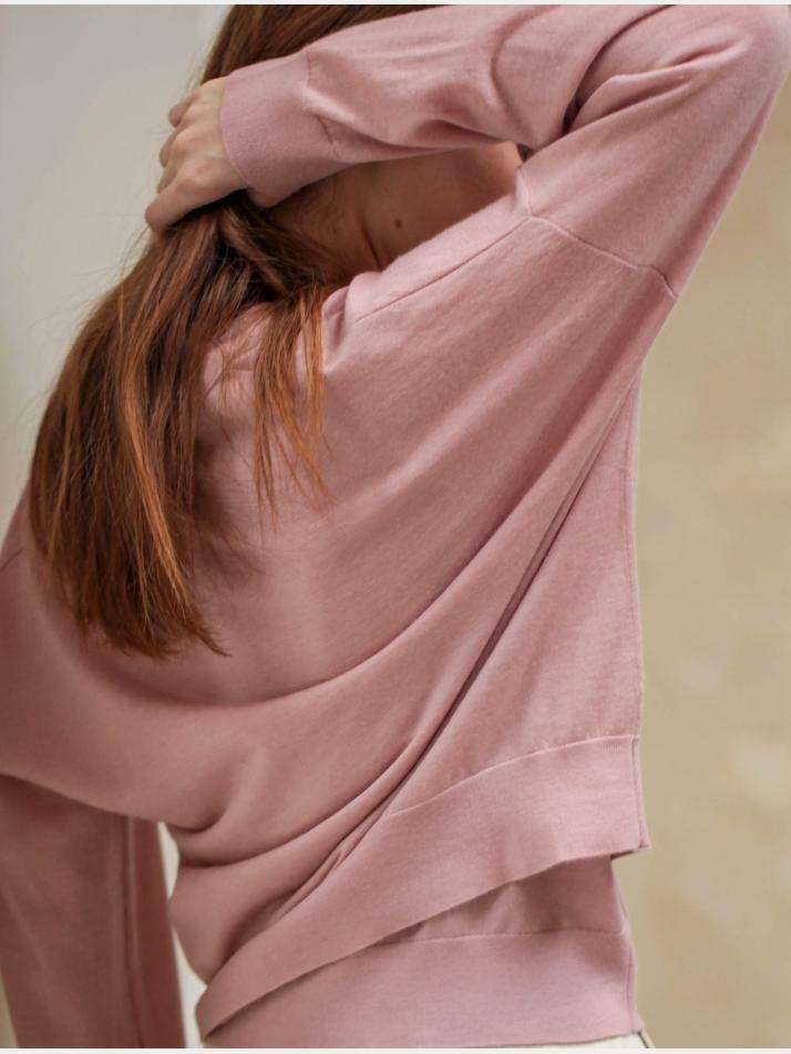 cashmere 100% | superfine v-neck cardigan - Pink