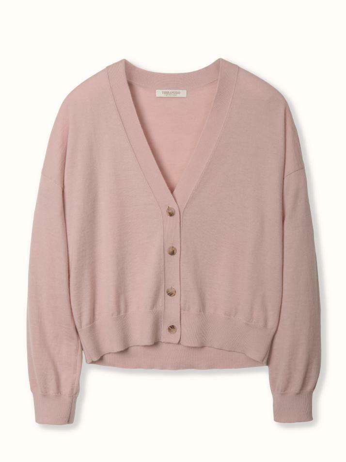 cashmere 100% | superfine v-neck cardigan - Pink