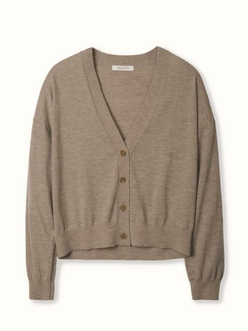 cashmere 100% | superfine v-neck cardigan - Brown