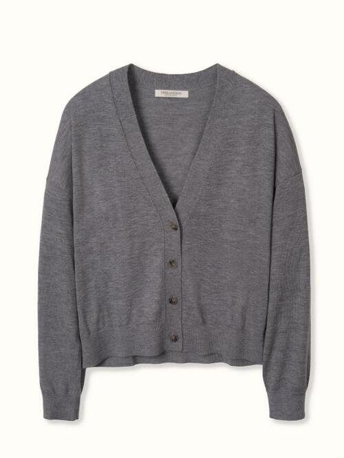 cashmere 100% | superfine v-neck cardigan - Gray