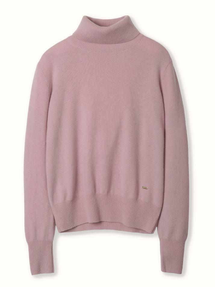 cashmere 100% | classic high-neck knit top - Pink