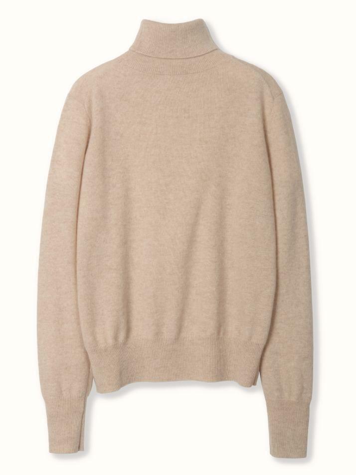 cashmere 100% | classic high-neck knit top - Oat