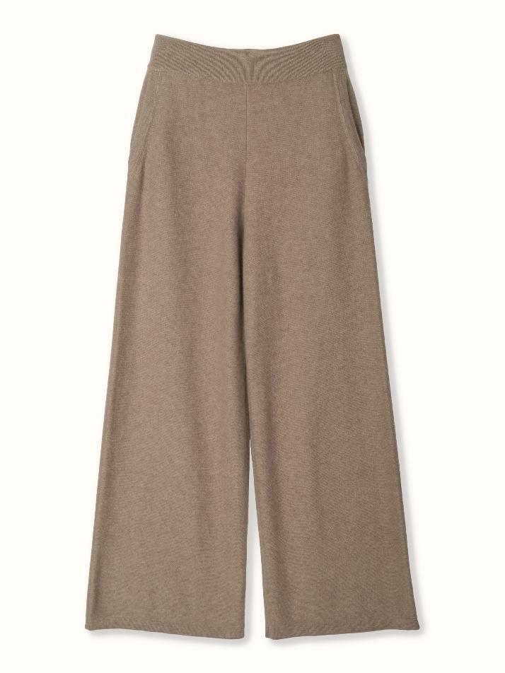 cashmere 100% | classic knit pants - Brown